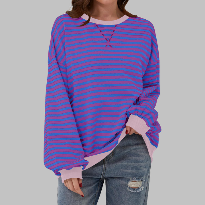 LUKA | Gestreiftes Langarm-Casual-Sweatshirt für Damen mit Rundhalsausschnitt