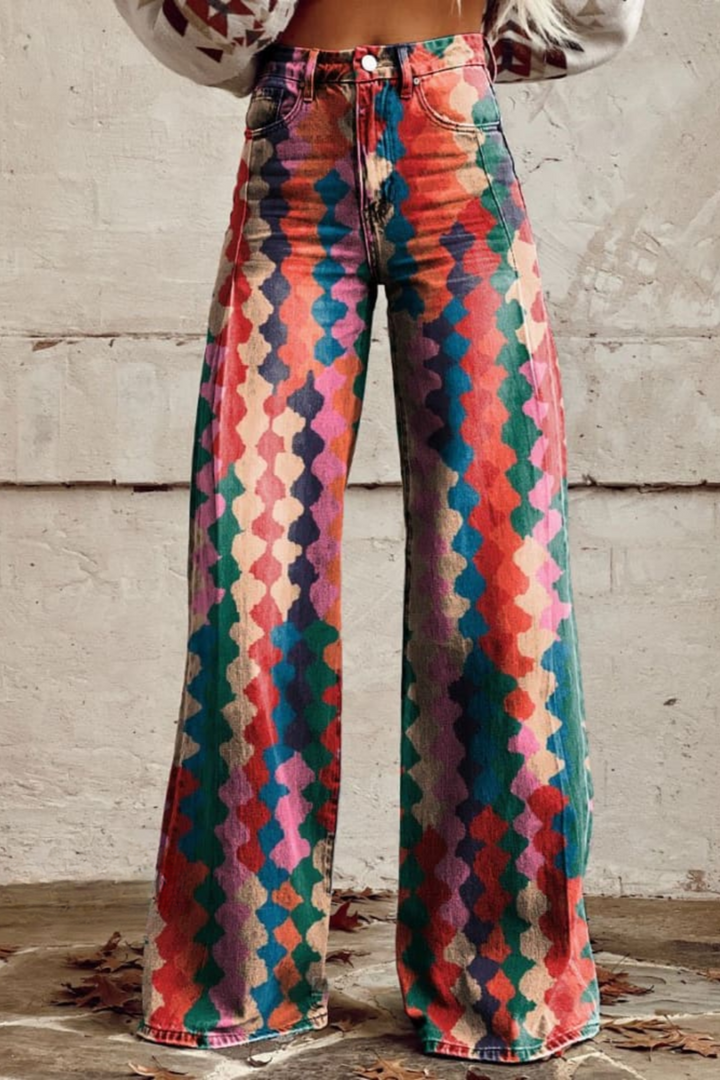 Chloé | Boho Vintage Hose für Damen mit weiter Passform und hohem Bund