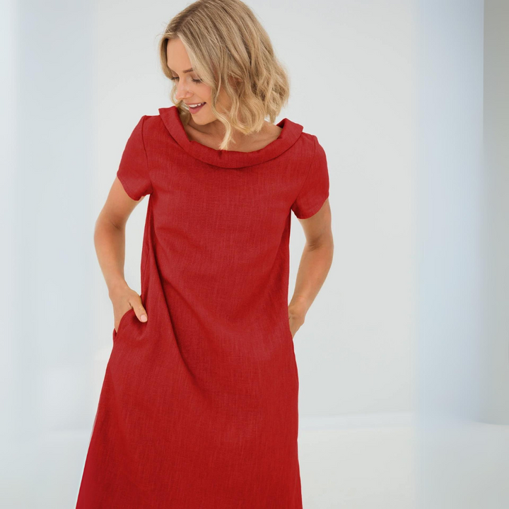 Damen Minikleid mit kurzen Ärmeln und Taschen