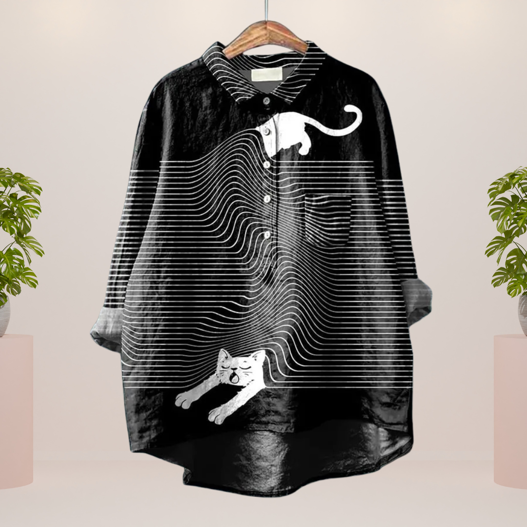 Freya | Trendy Modisches Print Kunst Shirt für Damen mit langen Ärmeln