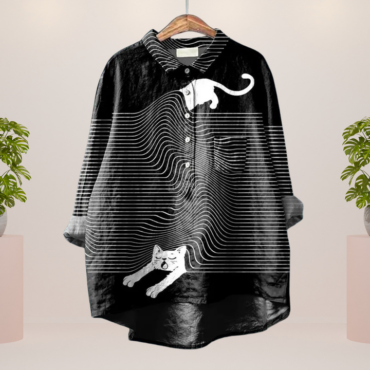 Freya | Trendy Modisches Print Kunst Shirt für Damen mit langen Ärmeln