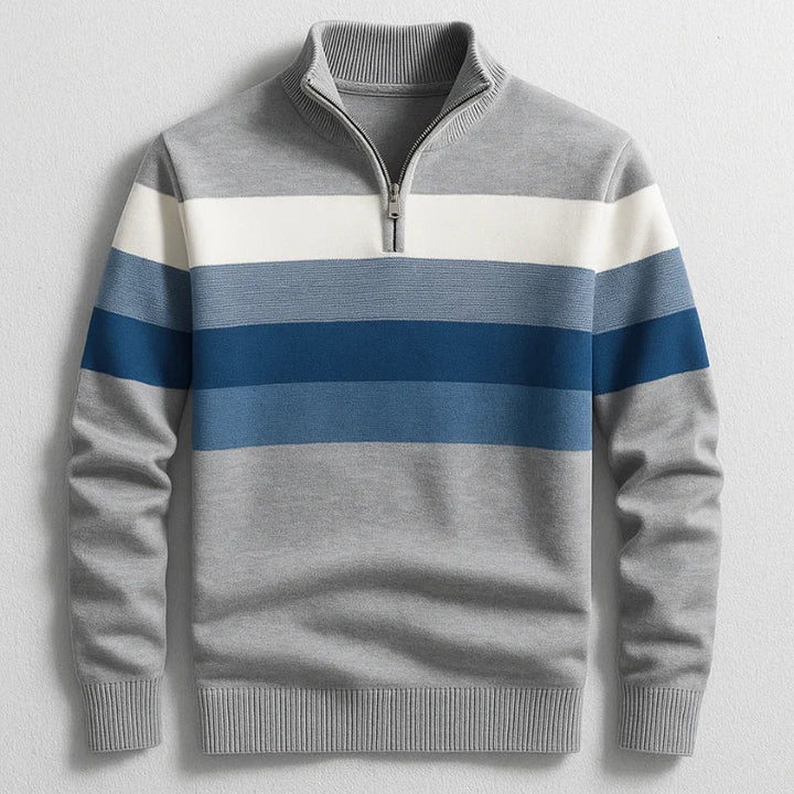 Gestreifter LORVEN Pullover für Herren mit Streifen und Stehkragen