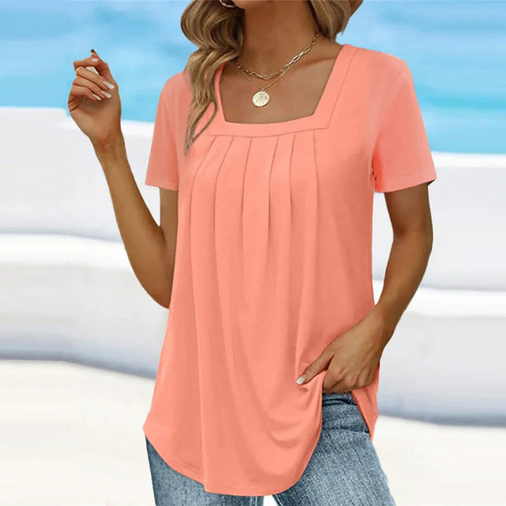 Brenda | Elegante Plissee-Bluse mit eckigem Ausschnitt