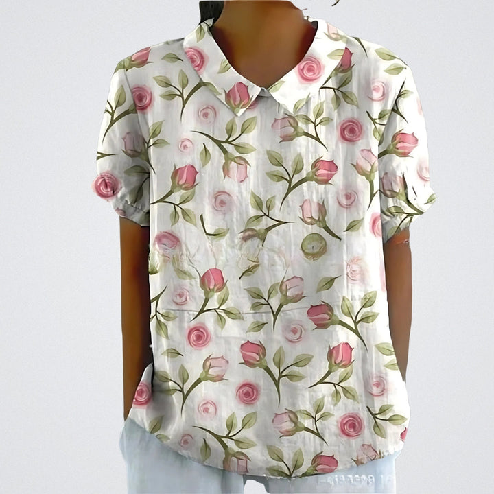 Lina | Stilvolle Bluse für Damen mit Blumenmuster und Rundhalsausschnitt