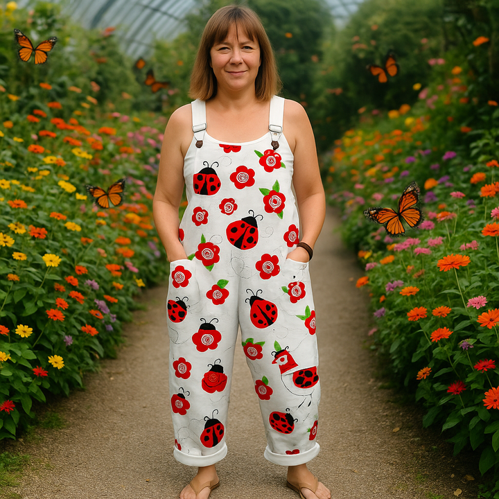 Damen Vintage Blumen Jumpsuit | Bequemes Weitbein-Design