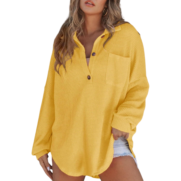 KATHRYN | Luftige V-Ausschnitt Knopf-Bluse für Damen mit langen Ärmeln