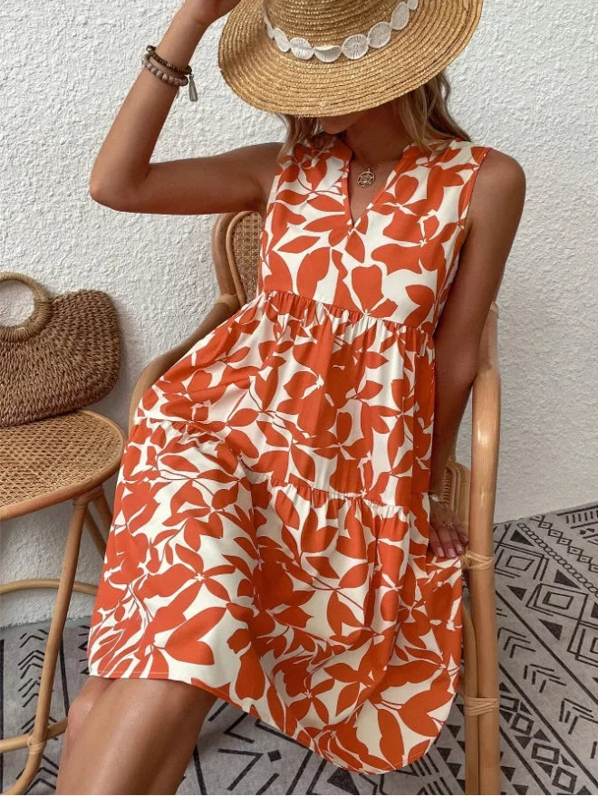 Elena | Luftiges Sommerkleid für Damen mit Blumenmuster und V-Ausschnitt