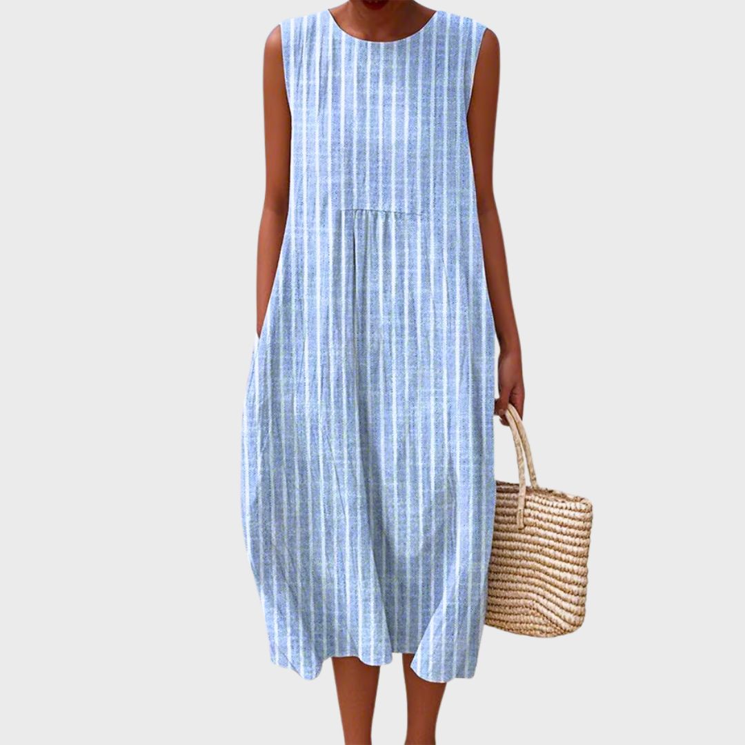Isla | Leichtes Kleid für Damen mit Karomuster und Rundhalsausschnitt
