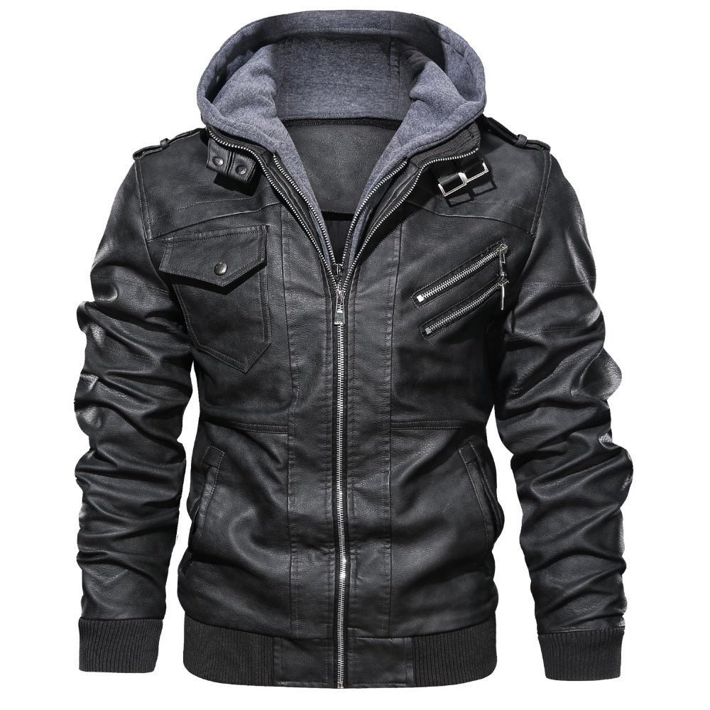 Herren Jacke mit Taschen und abnehmbarer Kapuze