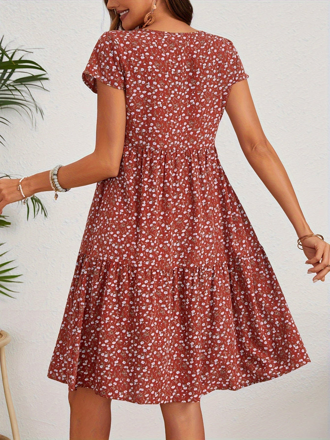Valeria | Vintage-Abendkleid mit Blumenmuster und Rundhalsausschnitt