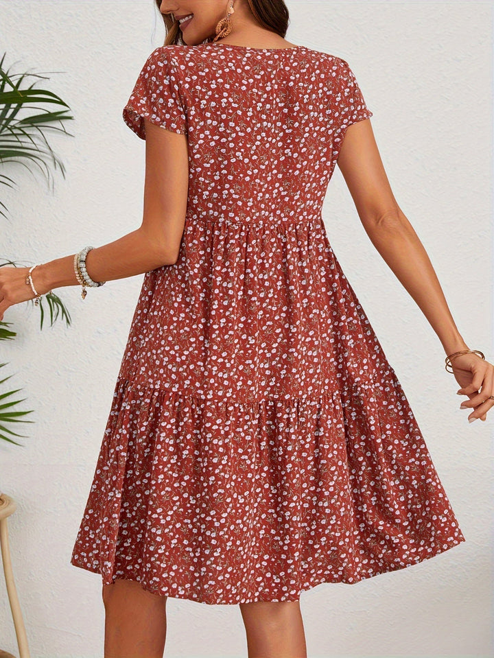 Valeria | Vintage-Abendkleid mit Blumenmuster und Rundhalsausschnitt