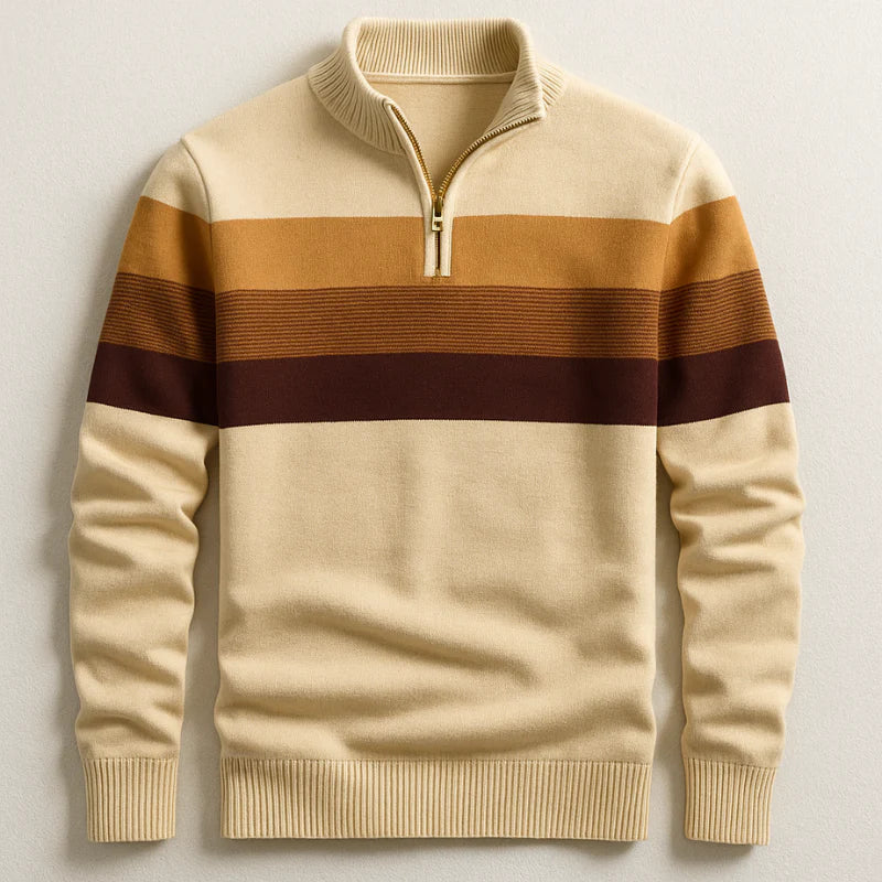 Gestreifter LORVEN Pullover für Herren mit Streifen und Stehkragen