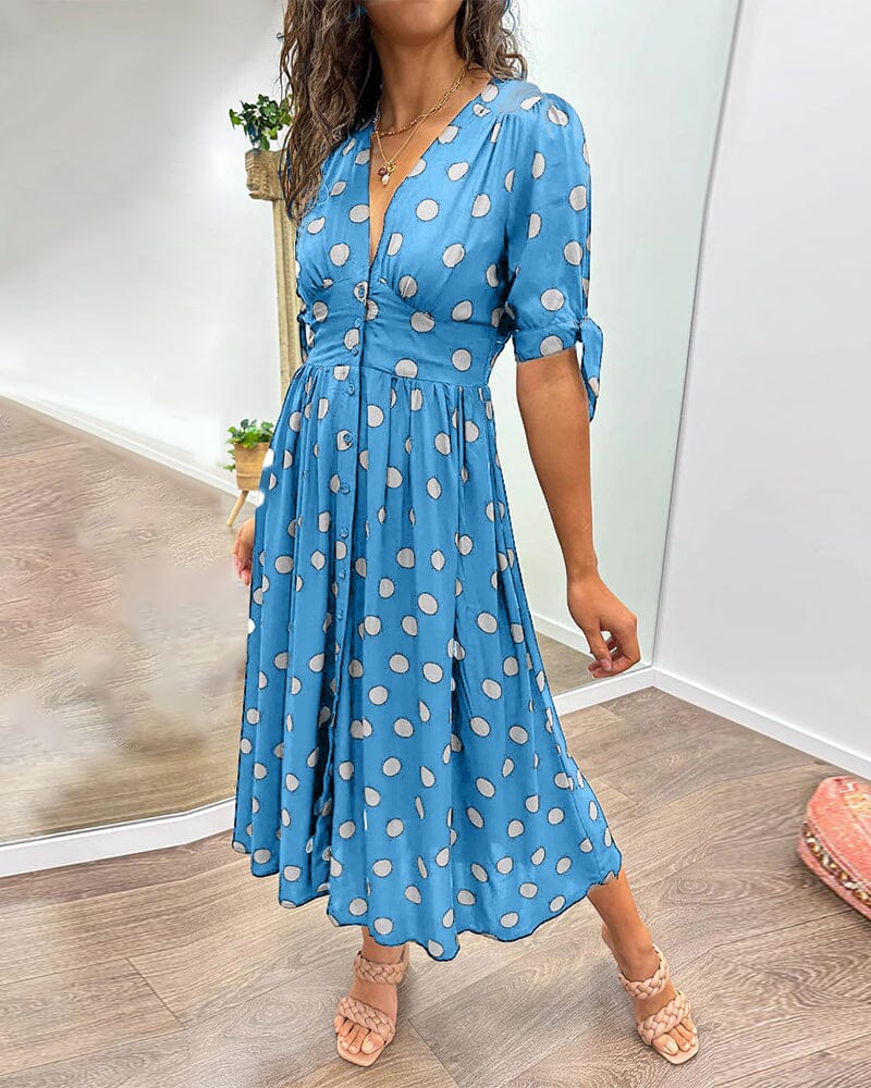 Bellamy | V-Ausschnitt Midikleid für Damen mit Pünktchen