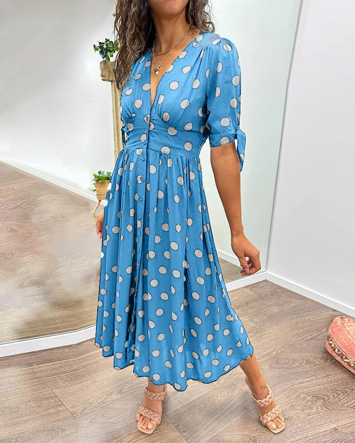 Bellamy | V-Ausschnitt Midikleid für Damen mit Pünktchen