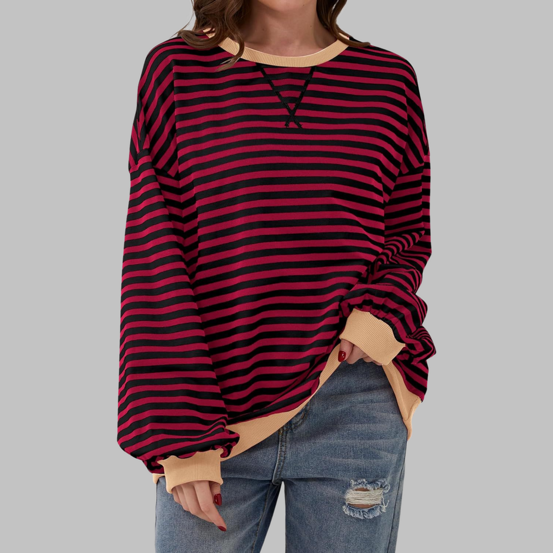 LUKA | Gestreiftes Langarm-Casual-Sweatshirt für Damen mit Rundhalsausschnitt