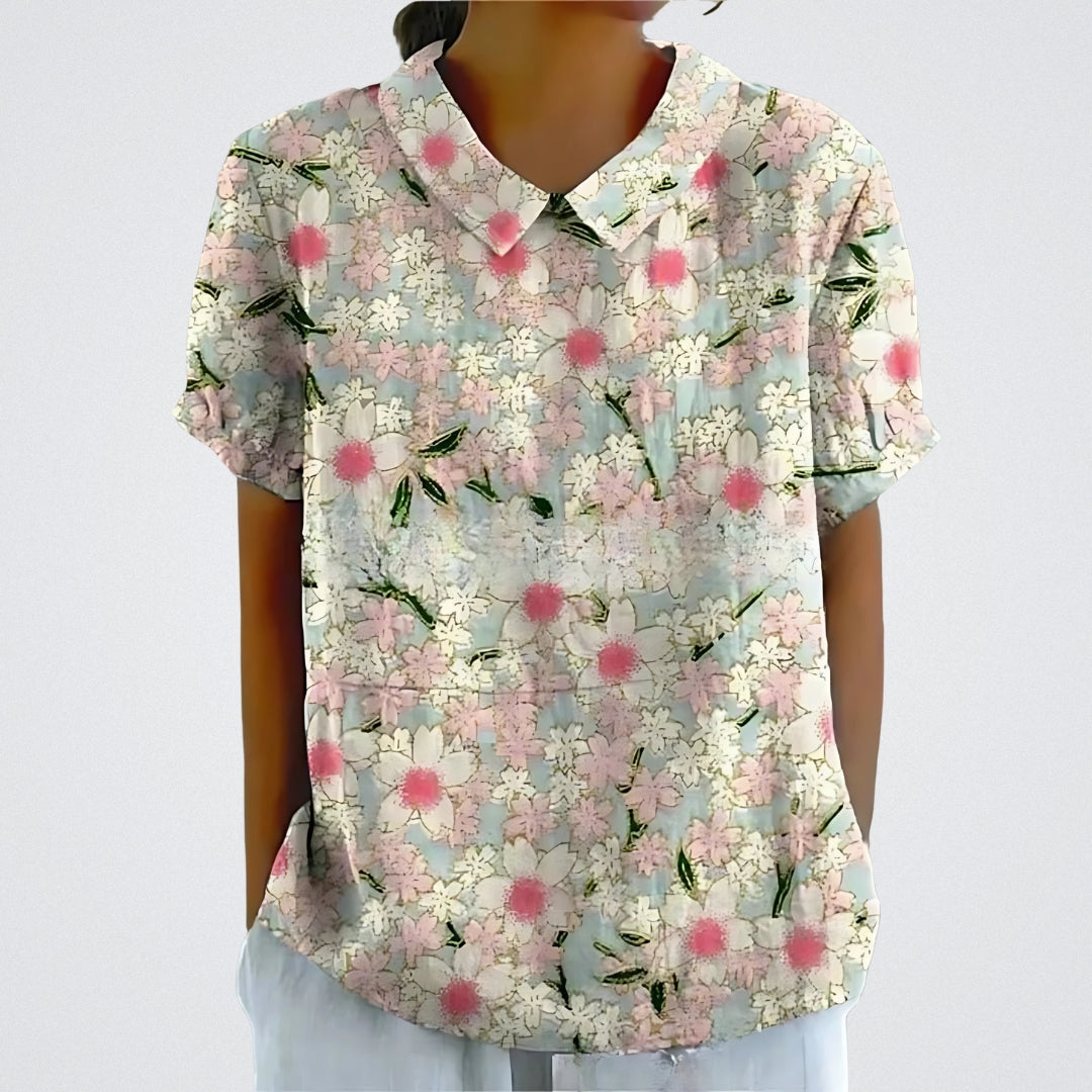Lina | Stilvolle Bluse für Damen mit Blumenmuster und Rundhalsausschnitt