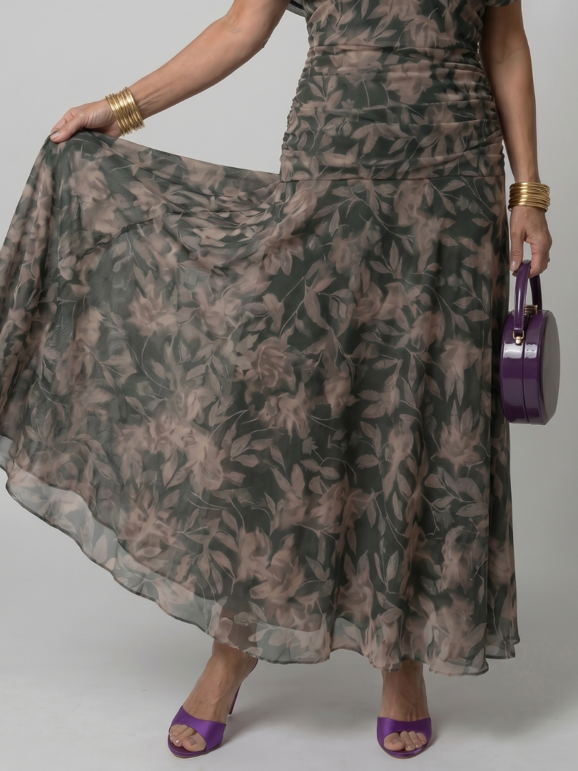Calen | Anmutiges schulterfrei-Midi-Kleid für Damen mit Fließender Silhouette