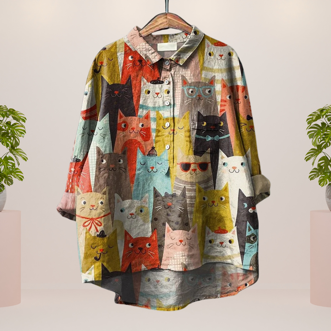 Freya | Trendy Modisches Print Kunst Shirt für Damen mit langen Ärmeln