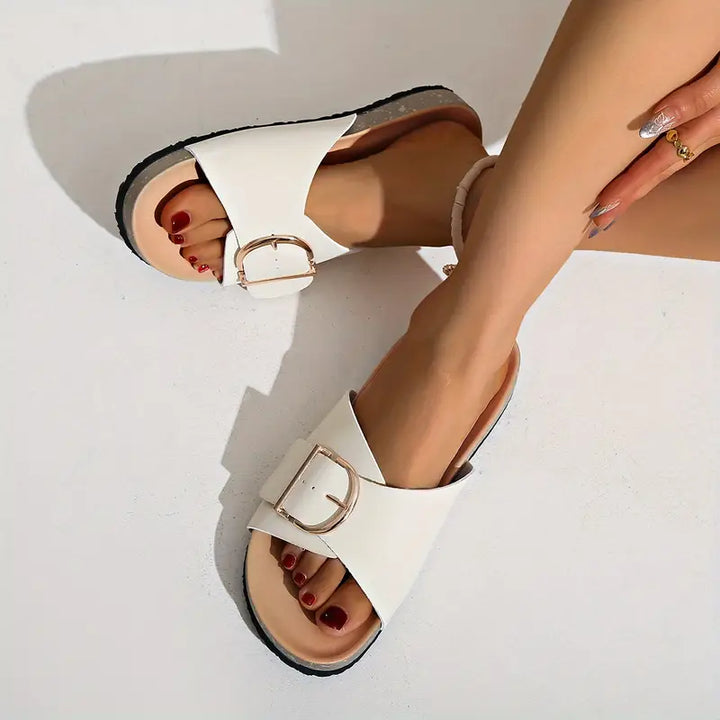 Verstellbare Orthopädische Schnallenriemen Flache Sandalen für Damen