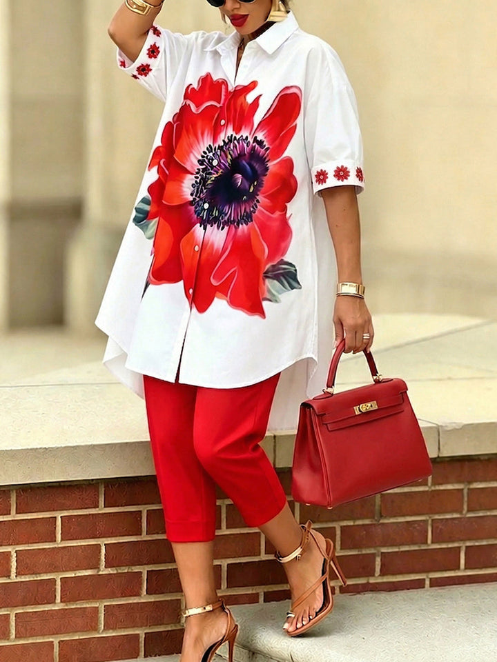 Damen Zweiteiliges Set mit Floralprint | Eleganter Moderner Stil