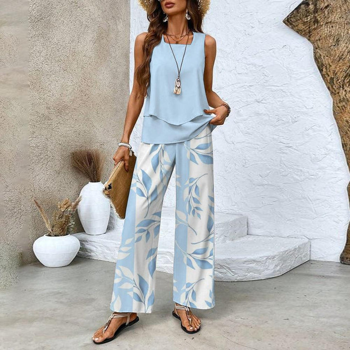 Luna | 2-teiliges Sommer-Set für Damen mit Blumenmuster und eckigem Ausschnitt