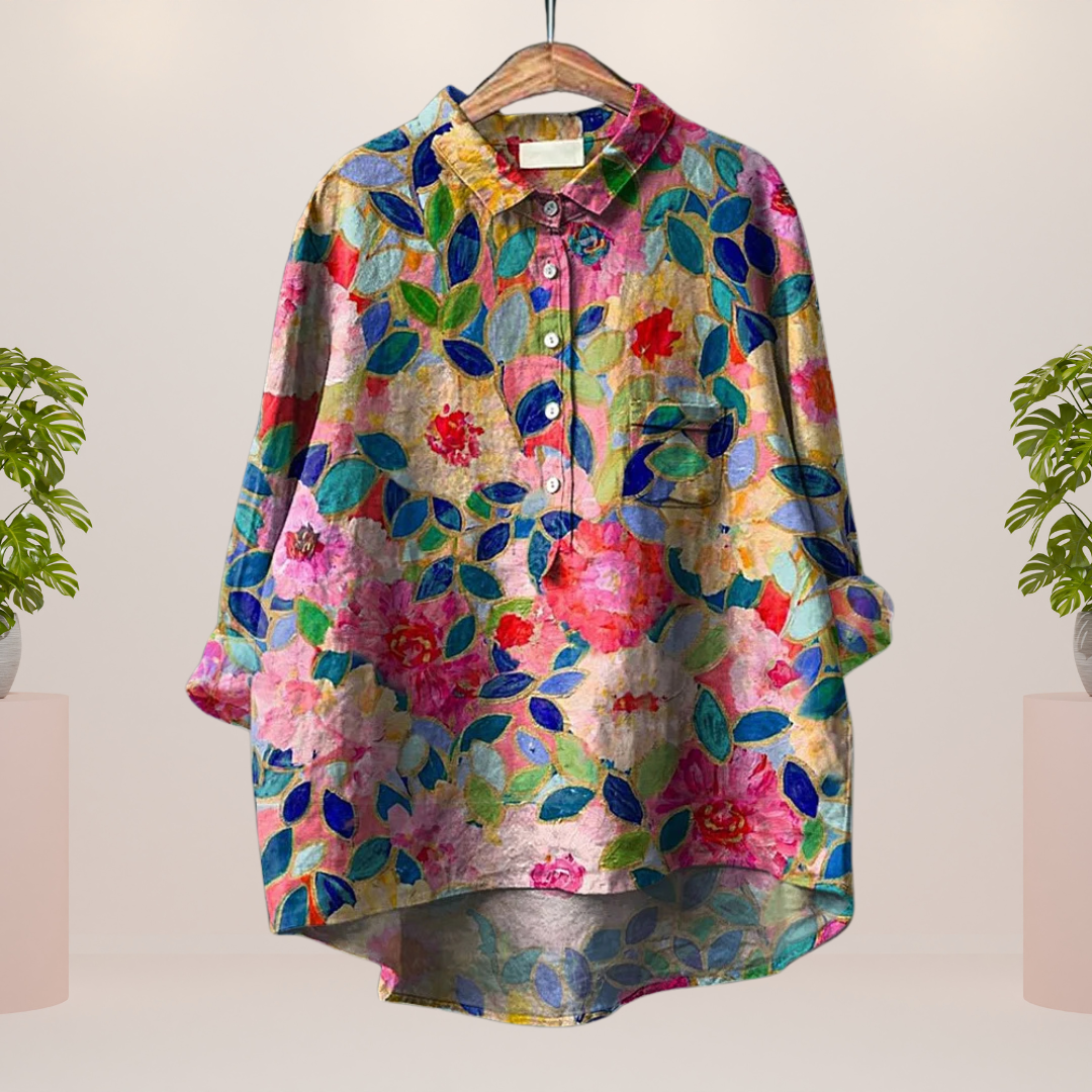 Freya | Trendy Modisches Print Kunst Shirt für Damen mit langen Ärmeln