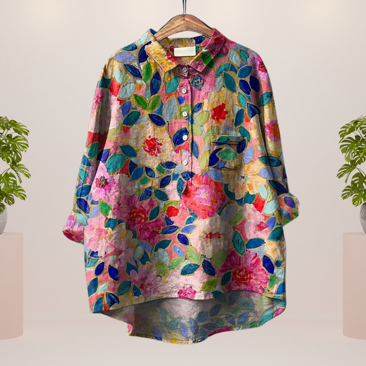 Freya | Trendy Modisches Print Kunst Shirt für Damen mit langen Ärmeln