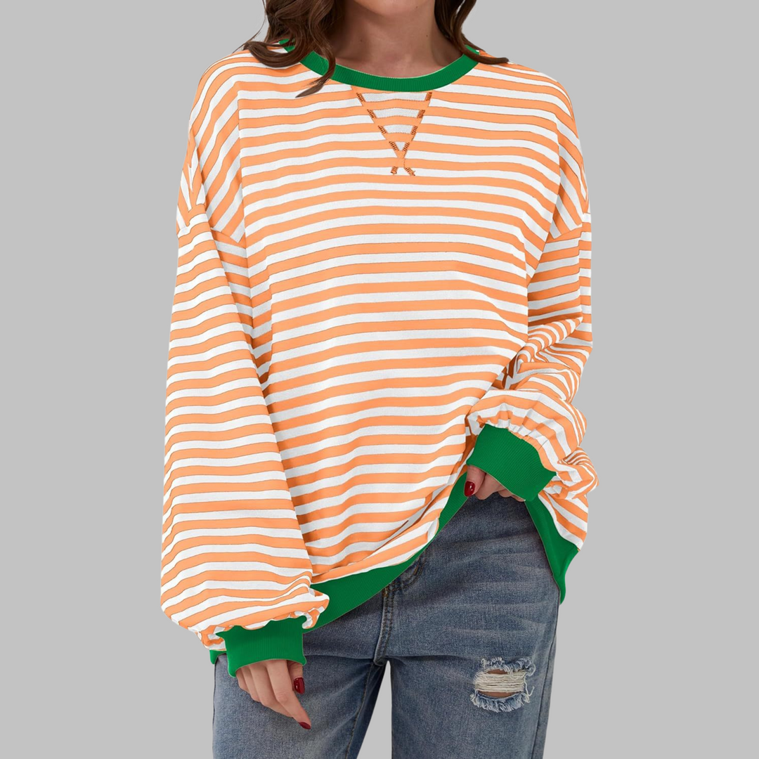 LUKA | Gestreiftes Langarm-Casual-Sweatshirt für Damen mit Rundhalsausschnitt