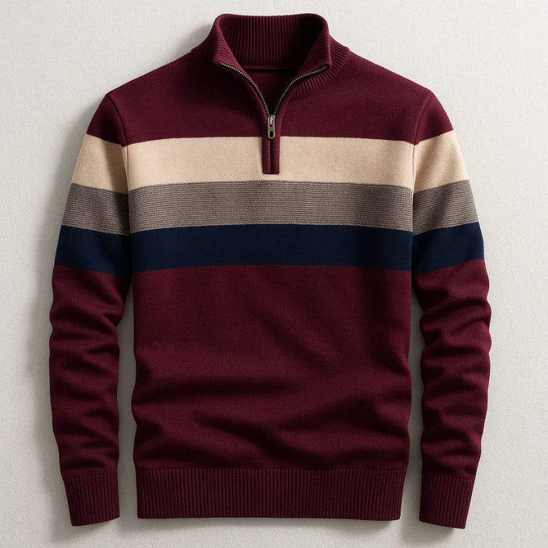 Gestreifter LORVEN Pullover für Herren mit Streifen und Stehkragen
