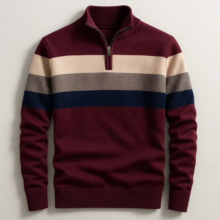 Gestreifter LORVEN Pullover für Herren mit Streifen und Stehkragen