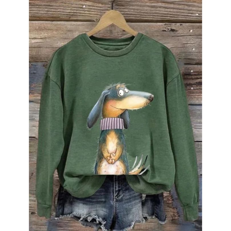Damen Sweatshirt mit langen Ärmeln und Rundhalsausschnitt