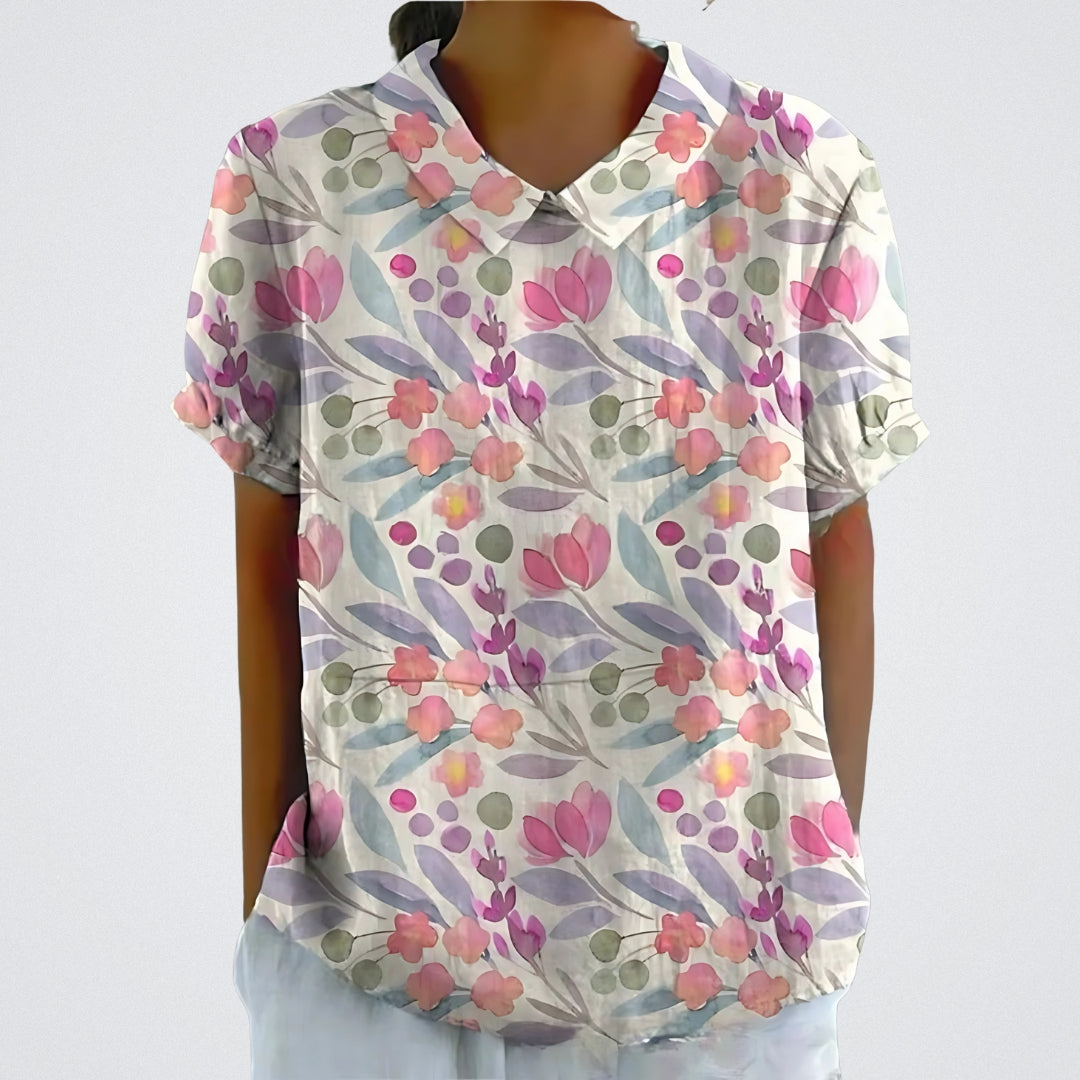 Lina | Stilvolle Bluse für Damen mit Blumenmuster und Rundhalsausschnitt
