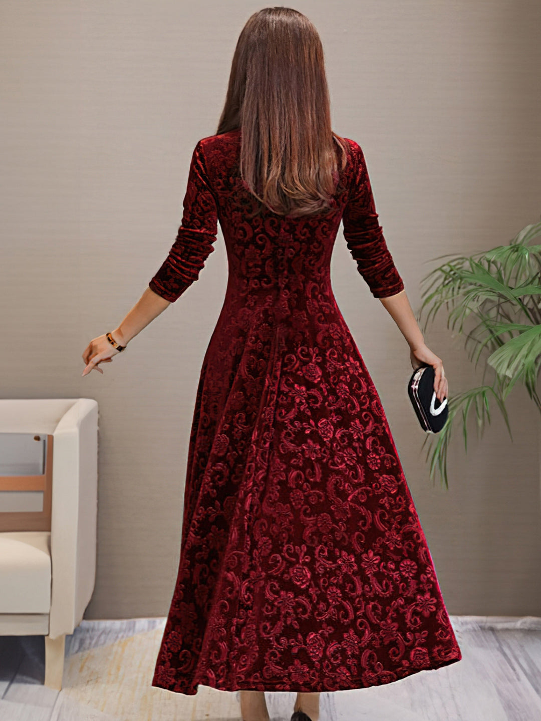 Nancy | s Feiertagskleid für Damen mit Blumenmuster und V-Ausschnitt