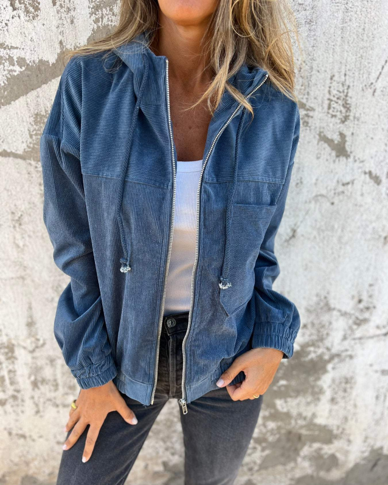 Danna | Cord-Jacke für Damen mit Kapuze und Reißverschluss