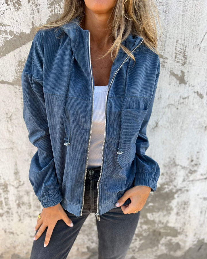 Danna | Cord-Jacke für Damen mit Kapuze und Reißverschluss
