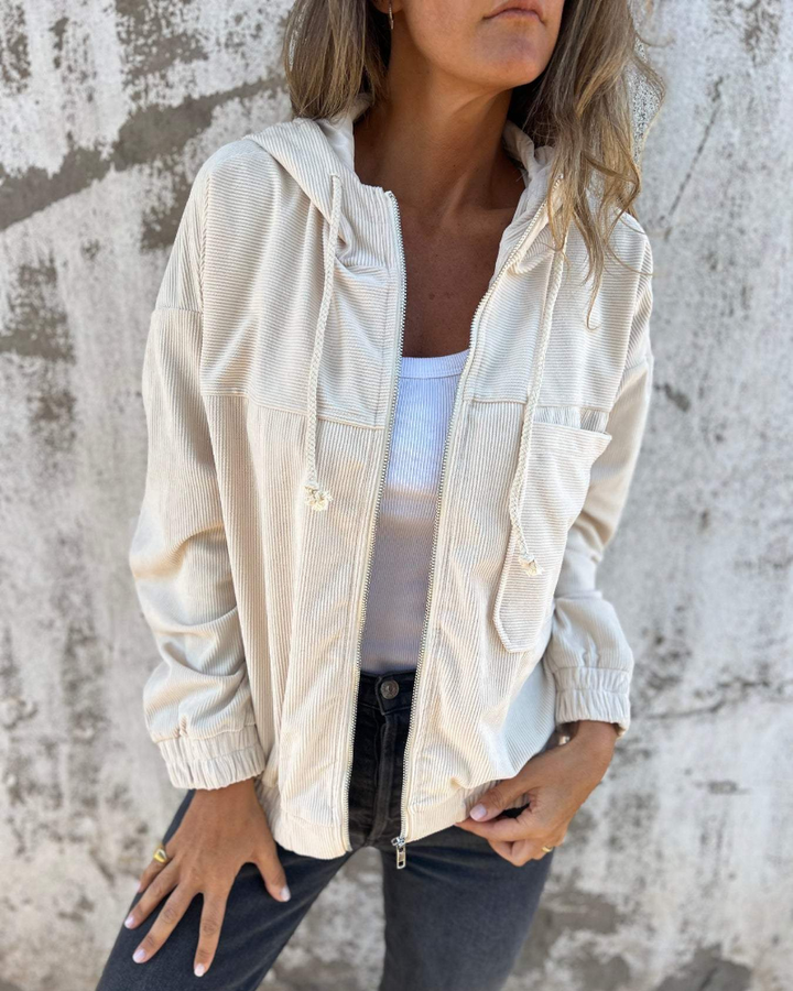 Danna | Cord-Jacke für Damen mit Kapuze und Reißverschluss