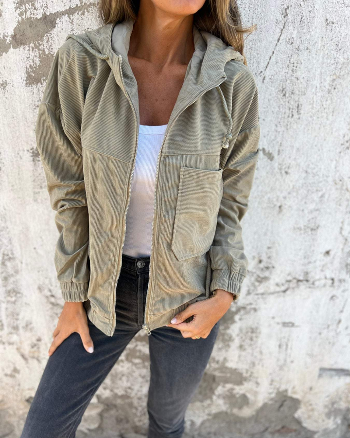 Danna | Cord-Jacke für Damen mit Kapuze und Reißverschluss