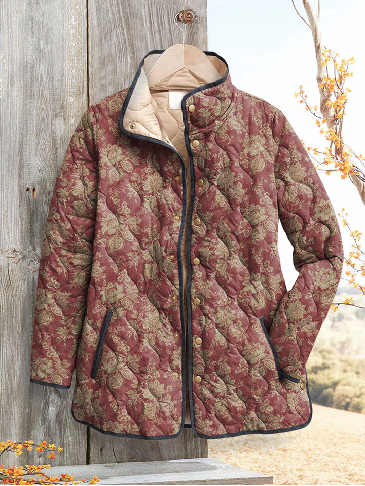 Damenjacke im Vintage-Stil für Damen mit Blumenmuster und langen Ärmeln