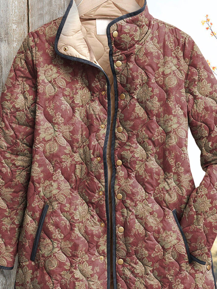 Damenjacke im Vintage-Stil für Damen mit Blumenmuster und langen Ärmeln