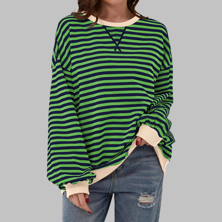 LUKA | Gestreiftes Langarm-Casual-Sweatshirt für Damen mit Rundhalsausschnitt