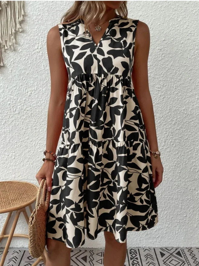 Elena | Luftiges Sommerkleid für Damen mit Blumenmuster und V-Ausschnitt