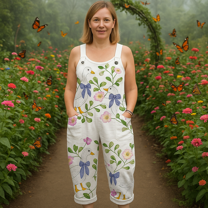 Vintage Floral Weitbeiniger Jumpsuit | Sanfter Komfort und Müheloser Stil für Damen