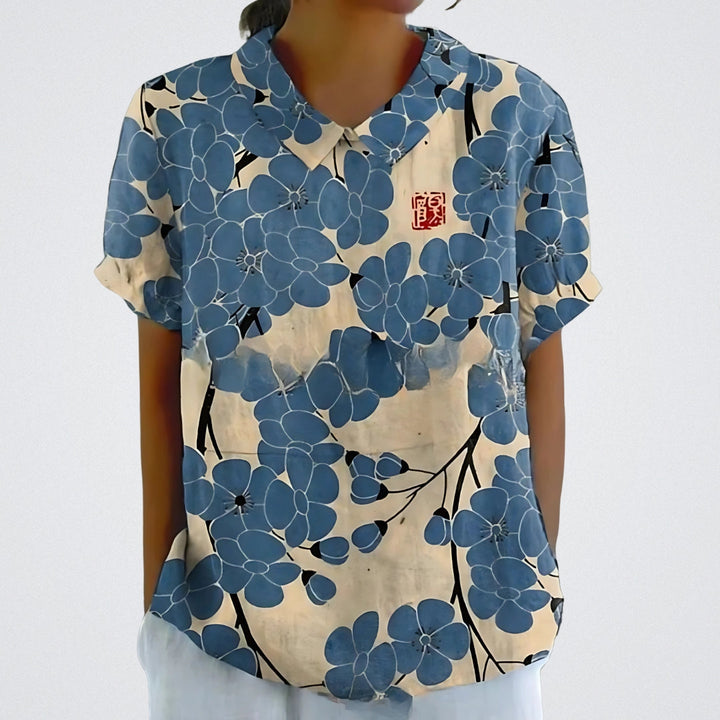 Lina | Stilvolle Bluse für Damen mit Blumenmuster und Rundhalsausschnitt