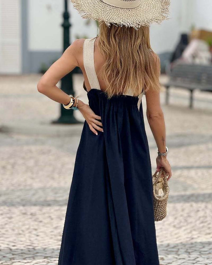 Olive | Maxikleid für Damen mit Kreuzhals