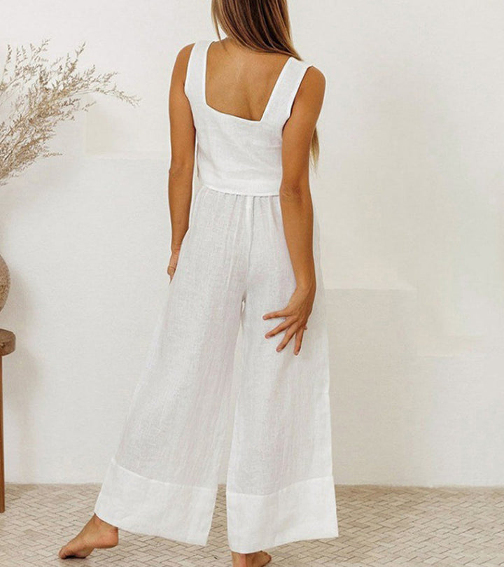 Megan | Minimalistisches Top und weite Hose Set