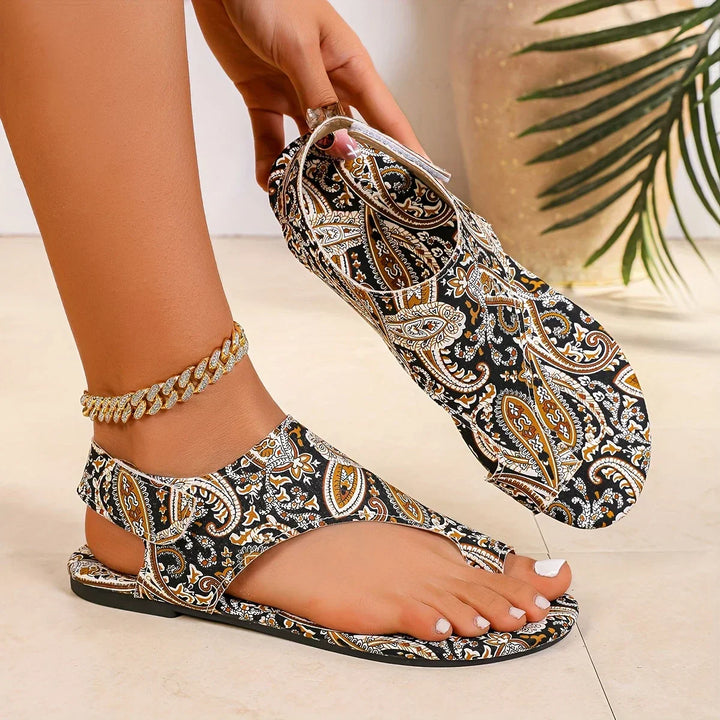 Rosa | Vintage Bohemian Sandalen für Damen mit flachem Absatz