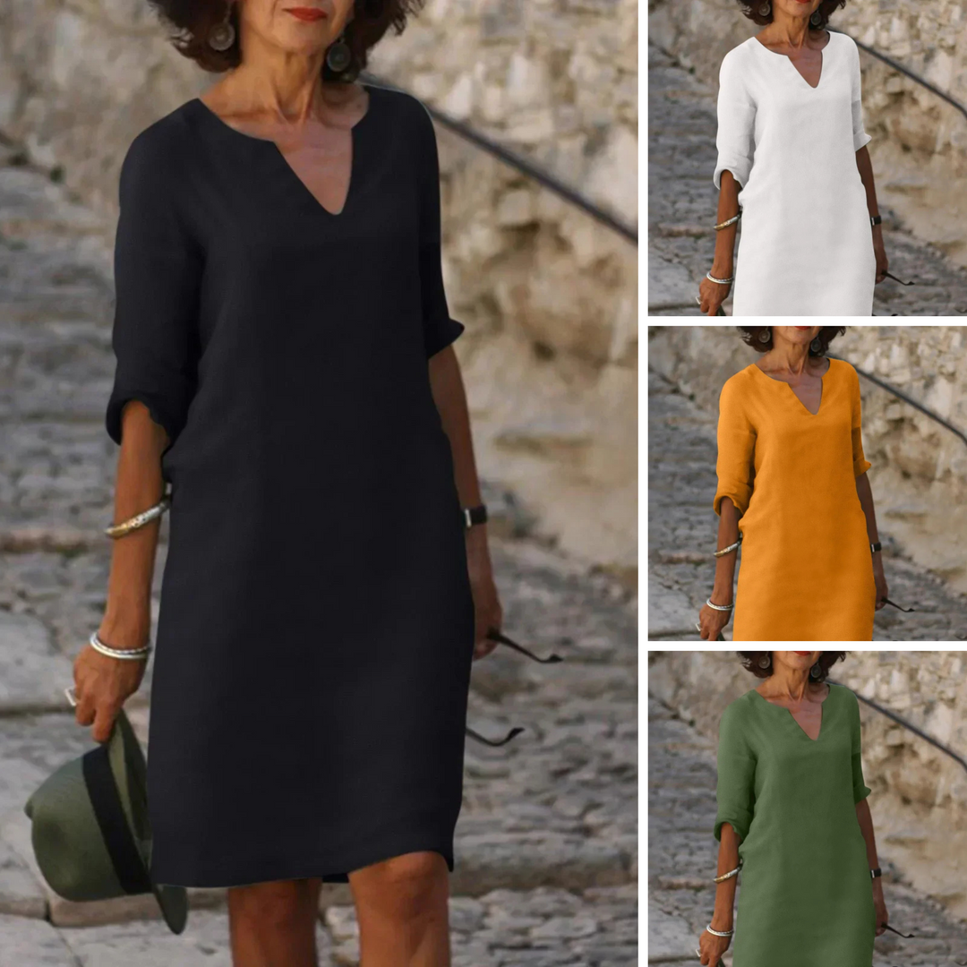 Lola | Lässiges V-Ausschnitt-Midikleid für Damen mit Leoparden-Print
