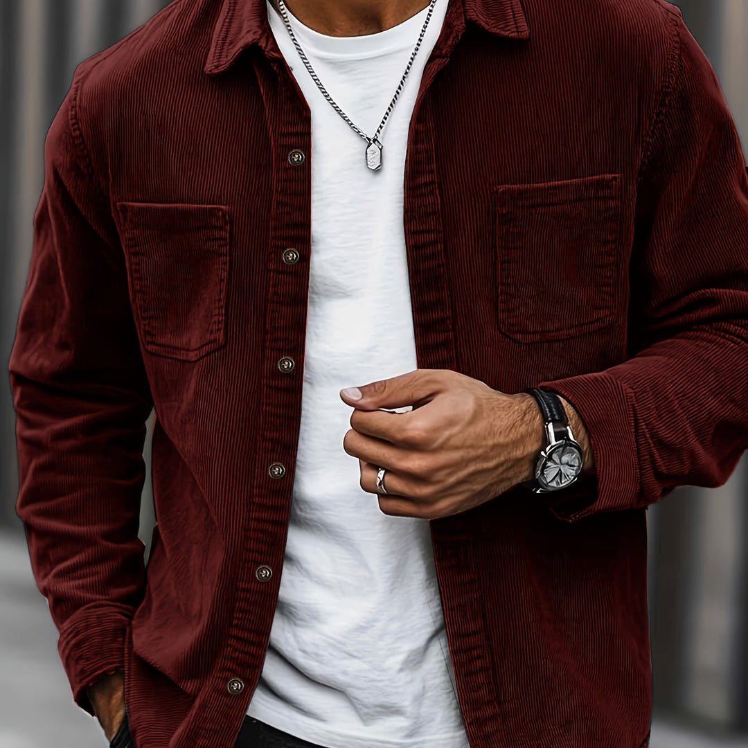 Lukas | Herren Langarm-Overshirt mit Knöpfen und Taschen
