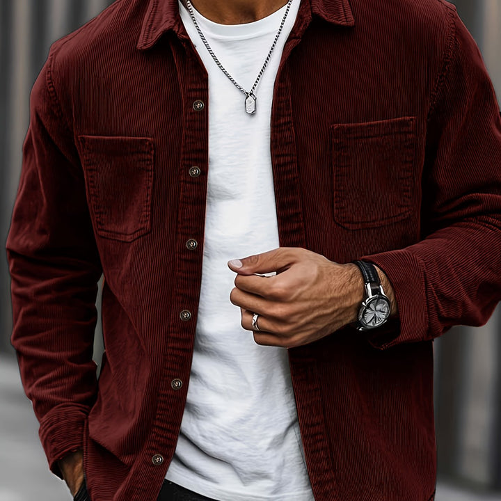Lukas | Herren Langarm-Overshirt mit Knöpfen und Taschen
