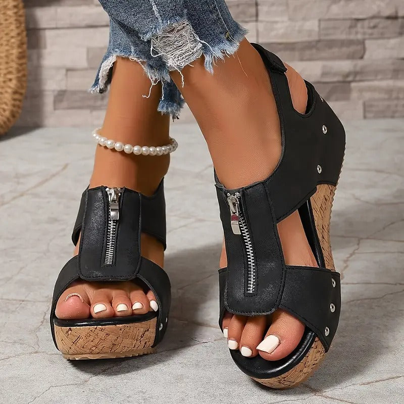 Camila | Stylische Retro Keilsandalen für Damen mit mittelhohem Absatz